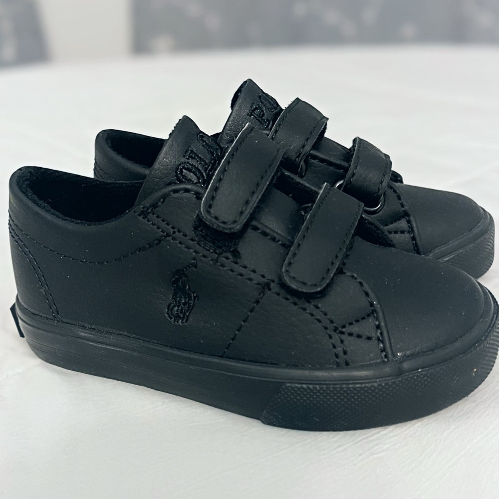 Polo Ralph Lauren Toddler black school shoes Triple Black Tumbled Scholar EZ